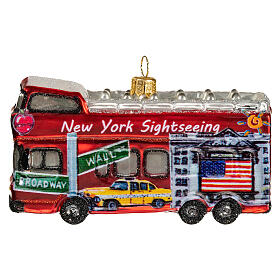 Bus touristique 10 cm ornement de Noël en verre soufflé