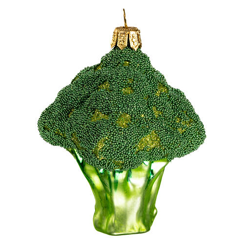 Broccoli, blown glass, Christmas tree ornament, 4 in 3
