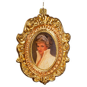 Porträt Prinzessin Diana, Weihnachtsbaumschmuck aus mundgeblasenem Glas, 10 cm