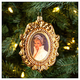 Porträt Prinzessin Diana, Weihnachtsbaumschmuck aus mundgeblasenem Glas, 10 cm