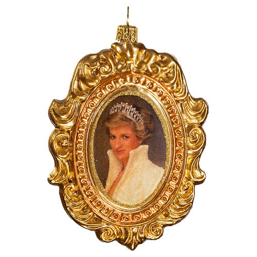 Porträt Prinzessin Diana, Weihnachtsbaumschmuck aus mundgeblasenem Glas, 10 cm 1