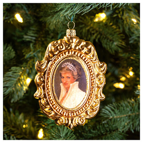 Porträt Prinzessin Diana, Weihnachtsbaumschmuck aus mundgeblasenem Glas, 10 cm 2