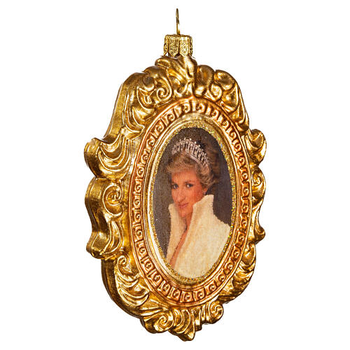 Porträt Prinzessin Diana, Weihnachtsbaumschmuck aus mundgeblasenem Glas, 10 cm 4