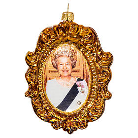 Porträt Königin Elisabeth II, Weihnachtsbaumschmuck aus mundgeblasenem Glas, 10 cm