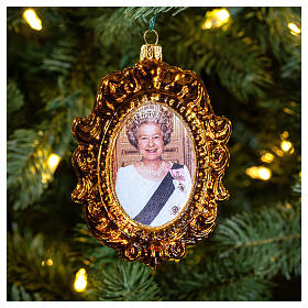 Queen Elisabeth II, Christmas tree decoration, blown glass, 4 in