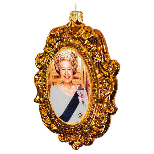 Queen Elisabeth II, Christmas tree decoration, blown glass, 4 in 3