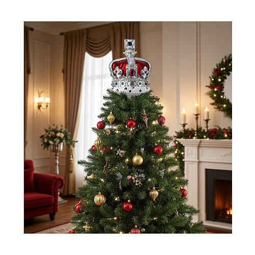 Coroa vidro soprado 20 cm ponta para árvore de Natal 2