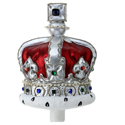 Blown glass crown Christmas tree topper 20 cm 5