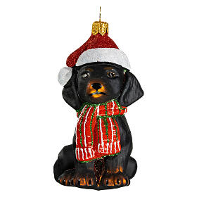 Perro salchicha decoración Navidad 10 cm