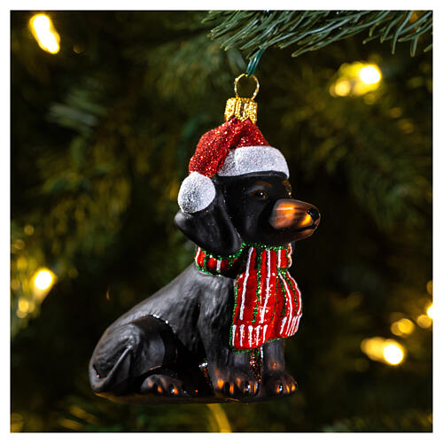 Perro salchicha decoración Navidad 10 cm 2