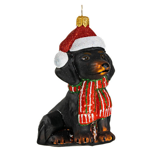 Perro salchicha decoración Navidad 10 cm 4