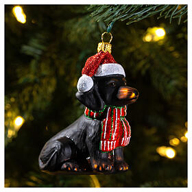 Christmas dachshund Christmas tree ornament 10 cm