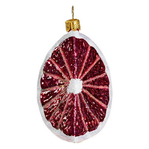 Grapefruitscheibe, Weihnachtsbaumschmuck aus mundgeblasenem Glas, 10 cm 1