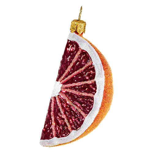 Grapefruitscheibe, Weihnachtsbaumschmuck aus mundgeblasenem Glas, 10 cm 3