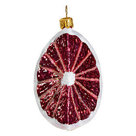 Grapefruit quarter, Christmas tree decoration, blown glass, 4 in