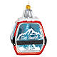 Cable car cabin, Christmas tree decoration, blown glass, 4 in s1