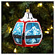 Cable car cabin 10 cm blown glass Christmas decoration s2