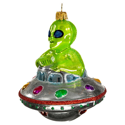 UFO, Christmas tree decoration, blown glass, 4 in 3