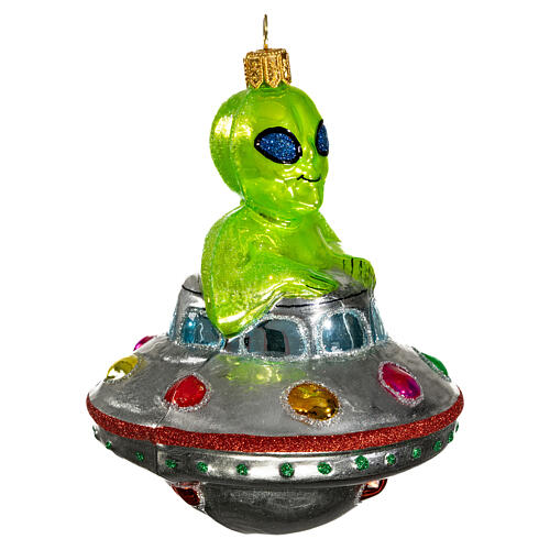 Ufo vetro soffiato addobbo Albero di Natale 10 cm 4