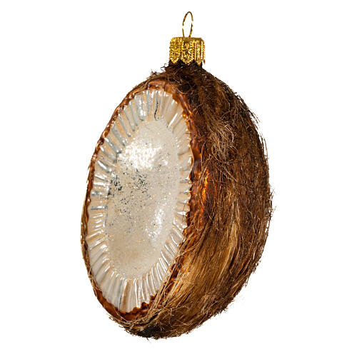Kokosnuss, Weihnachtsbaumschmuck aus mundgeblasenem Glas, 10 cm 3