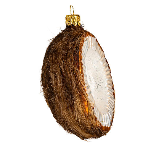 Kokosnuss, Weihnachtsbaumschmuck aus mundgeblasenem Glas, 10 cm 4
