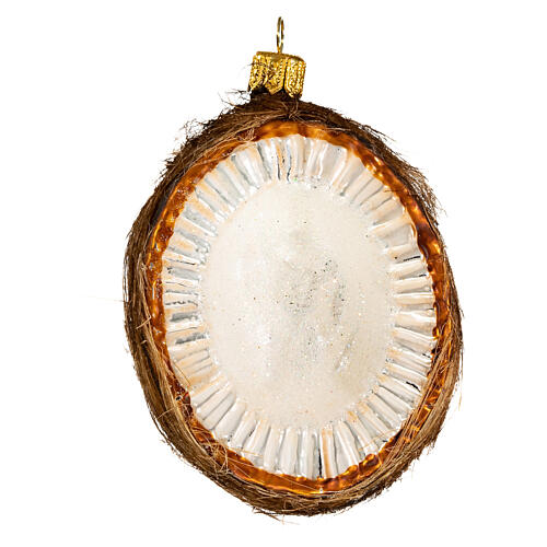 Coco enfeite para árvore de Natal em vidro soprado 10 cm 1