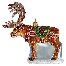 Reindeer, Christmas tree decoration, blown glass, 6 in