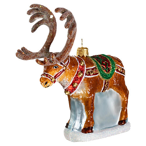 Reindeer, Christmas tree decoration, blown glass, 6 in 3