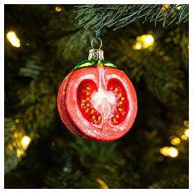 Tomatenhälfte, Weihnachtsbaumschmuck aus mundgeblasenem Glas, 5 cm