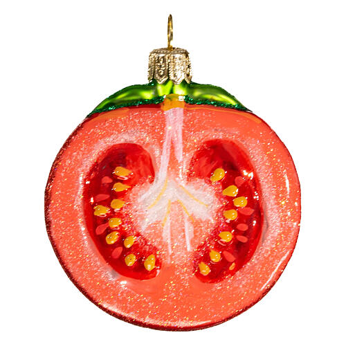 Half tomato, 2 in, blown glass Christmas ornament 1