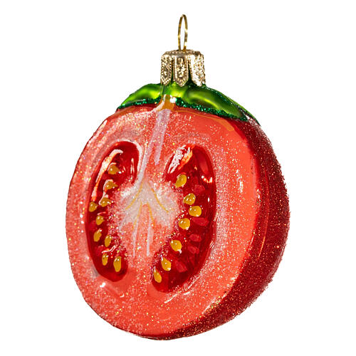 Half tomato, 2 in, blown glass Christmas ornament 3