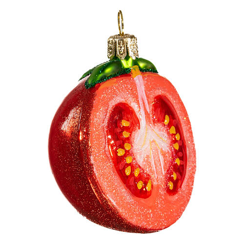 Half tomato, 2 in, blown glass Christmas ornament 4