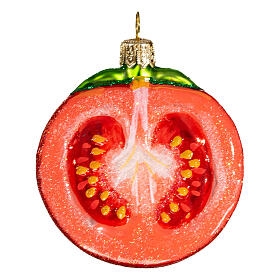 Half tomato Christmas blown glass decoration 5 cm