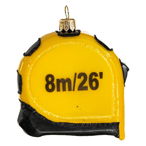 Roll-up measuring tape, 4 in, blown glass Christmas ornament 1