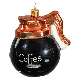 Coffee pot, 4 in, blown glass Christmas ornament