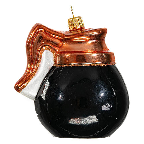 Coffee pot blown glass Christmas ornament 10 cm 5
