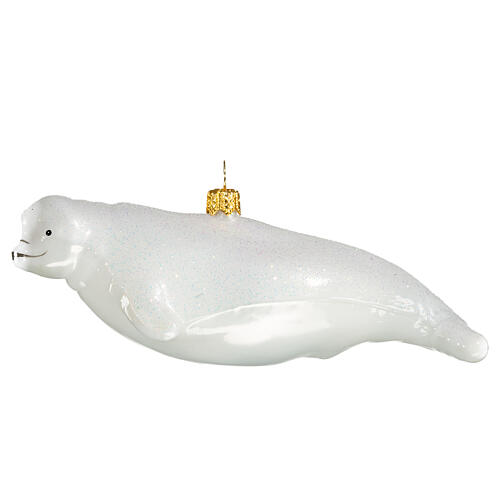 Balena Beluga addobbo Albero di Natale 5 cm vetro soffiato 1