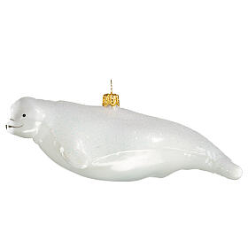 Beluga enfeite para árvore de Natal em vidro soprado 5 cm