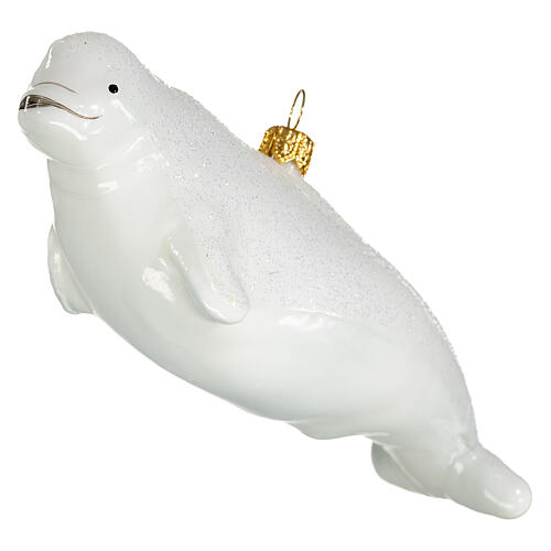 Beluga enfeite para árvore de Natal em vidro soprado 5 cm 3