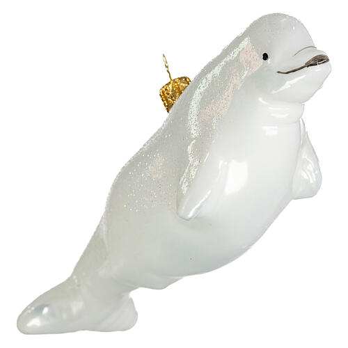 Beluga enfeite para árvore de Natal em vidro soprado 5 cm 4
