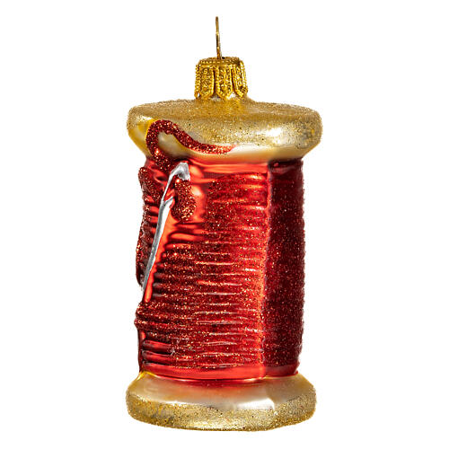 Nähgarnspule, Weihnachtsbaumschmuck aus mundgeblasenem Glas, 5 cm 3