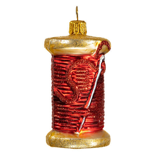 Sewing thread, 2 in, blown glass Christmas ornament 1