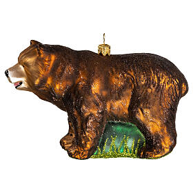 Marsican brown bear, 4 in, blown glass Christmas ornament