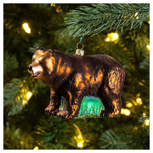Marsican brown bear, 4 in, blown glass Christmas ornament 2