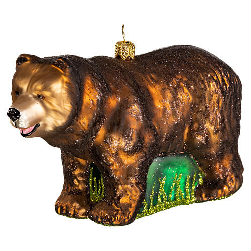 Marsican brown bear, 4 in, blown glass Christmas ornament 3