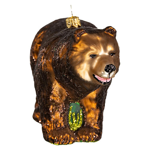 Marsican brown bear, 4 in, blown glass Christmas ornament 5