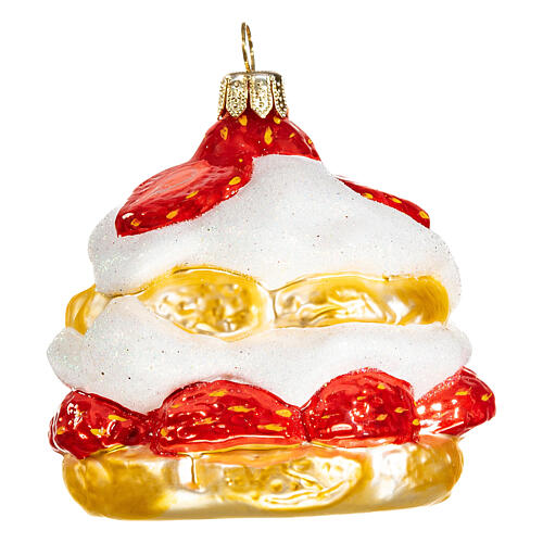 Erdbeertörtchen, Weihnachtsbaumschmuck aus mundgeblasenem Glas, 5 cm 3