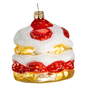 Décoration sapin de Noël beignet à la fraise 5 cm verre soufflé