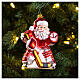 Santa hockey player, 4 in, blown glass Christmas ornament s2