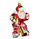 Santa hockey player, 4 in, blown glass Christmas ornament s4